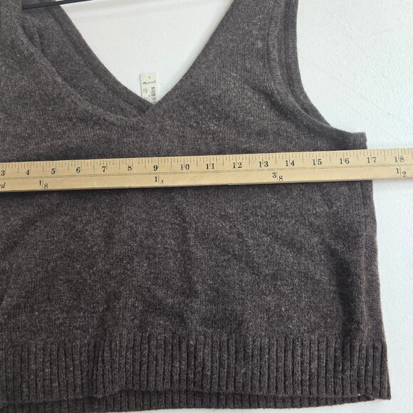 Madewell Carleton V-Neck Knit Sweater Tank Wool Blend Chocolate Brown NWT Sz L - Picture 8 of 9